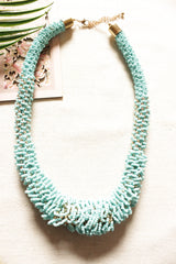 Blue Beads Hand Braided Chain Closure Necklace
