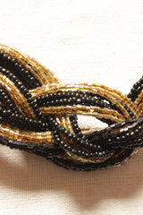 Black and Bronze Beads Hand Braided Twisted Necklace