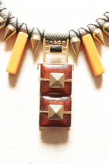 Metal Charms, Wood and Stones Braided in a Rope Closure Handmade Boho Necklace