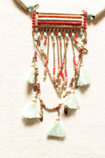 Load image into Gallery viewer, Hasli Style Fabric Threads and Metal Chains Beaded Necklace
