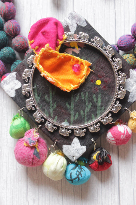 3 Layer Fabric Beads Hand-Painted Bird Motifs Necklace Set