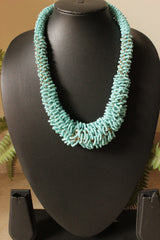 Blue Beads Hand Braided Chain Closure Necklace