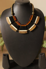 Handmade Wooden Necklace with Chain Closure