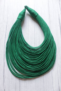 Bottle Green Handmade Silk Threads Multi-Layer Statement African Choker Necklace