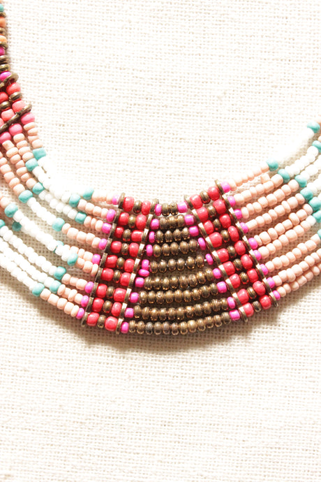Multi-Color Earthy Tones Beaded Handmade Choker Necklace