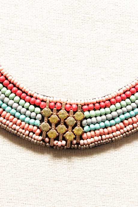 Multi-Color Acrylic Beads Hand Braided Necklace