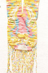 Hand Braided Vibrant Yellow with Pink and Blue Tones Beaded Long Necklace Set