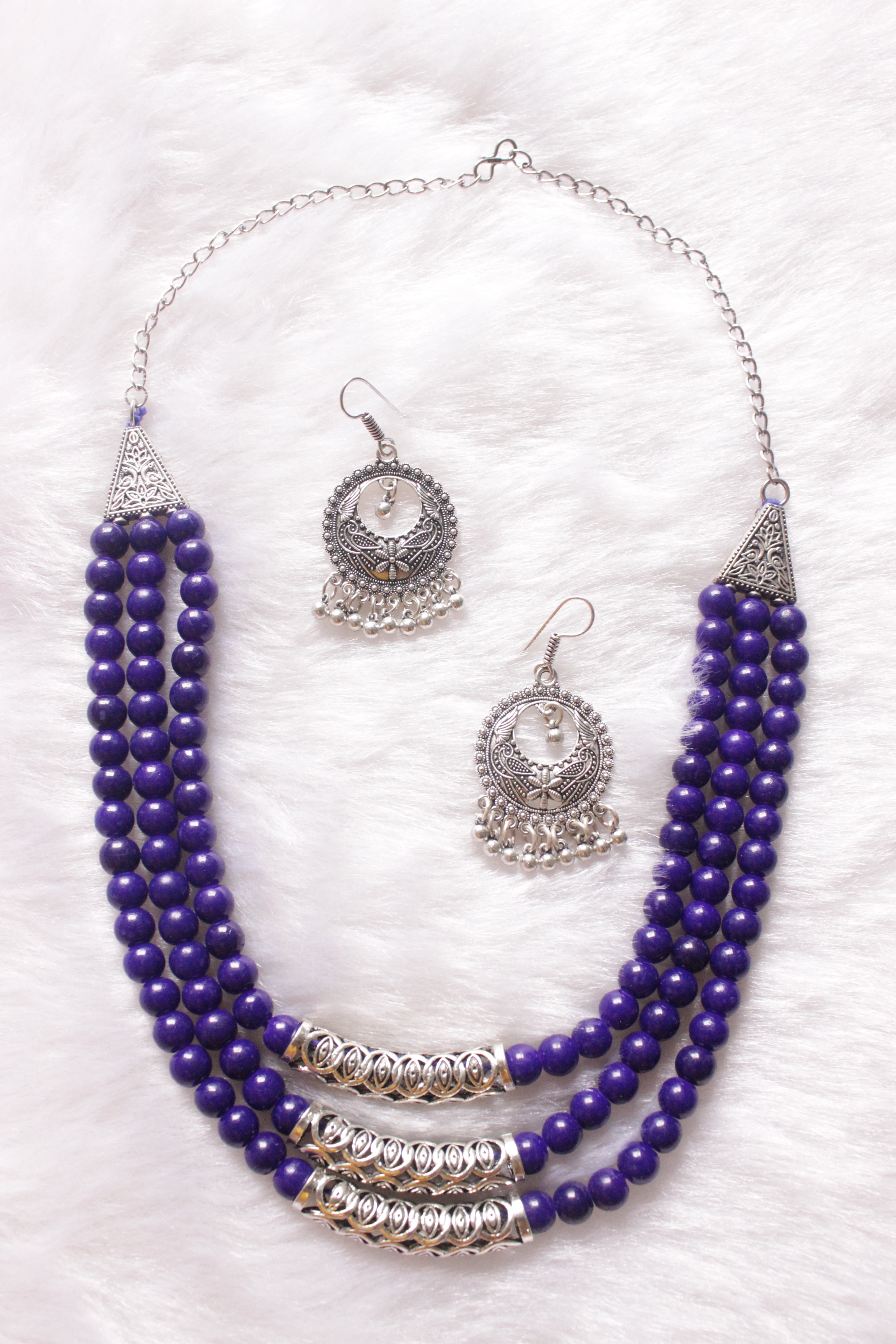 African beaded blackcurrant purple necklace | NAHERI