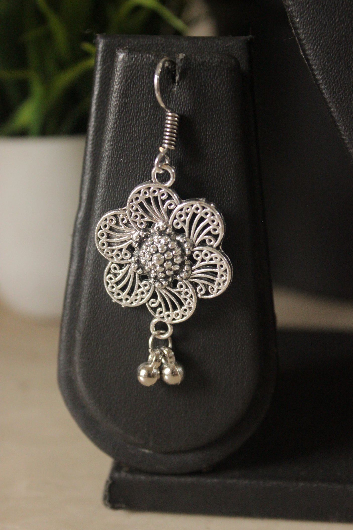 Dholki Beads Flower Motifs Braided Red Necklace Set