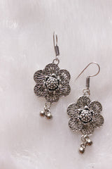 Dholki Beads Flower Motifs Braided Red Necklace Set