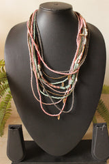 Muted Tones Hand Beaded Multi-Layer Necklace
