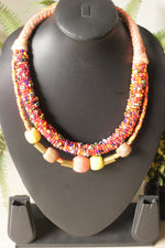 Load image into Gallery viewer, Multi-Color Beaded with Fabric Beads and Metal Charms 2 Layer Necklace
