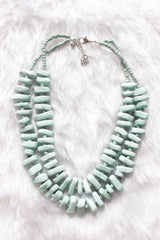 Turquoise Abstract Shape Clay Beads 2 Layer Necklace