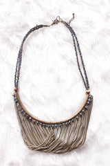 Hasli Style Long Necklace with Metal Chains and Beads
