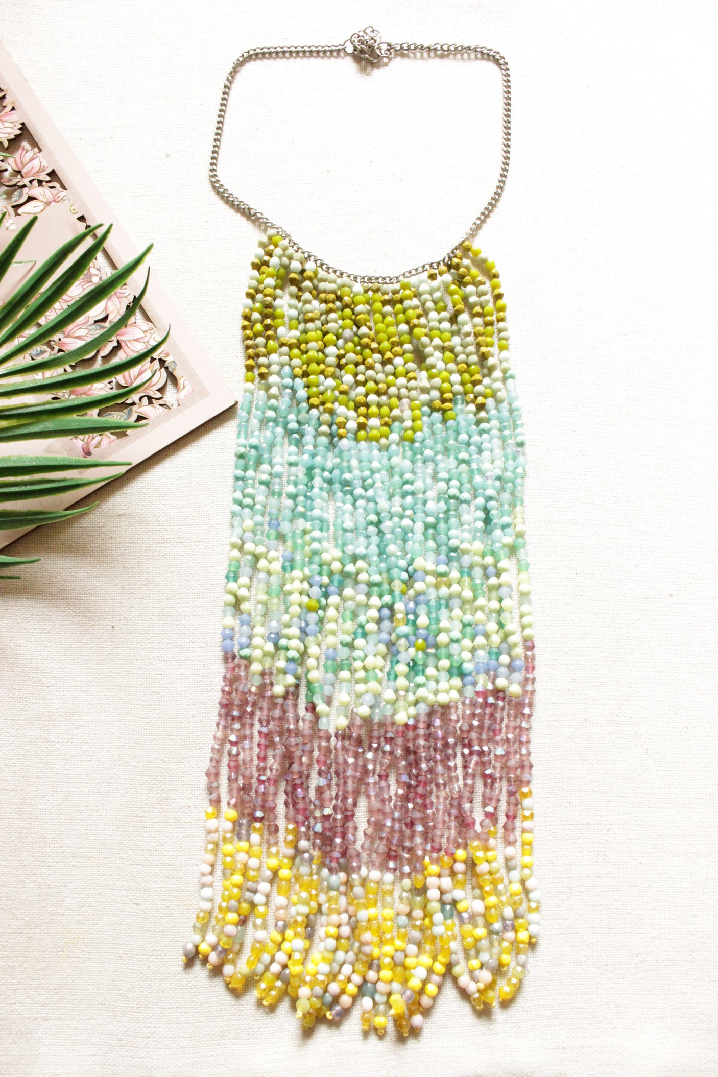 Multi-Color Beads Hand Braided Long Multi-Layer Choker Necklace