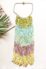 Multi-Color Beads Hand Braided Long Multi-Layer Choker Necklace