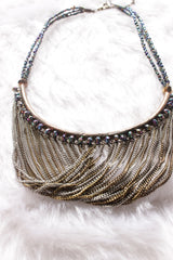Hasli Style Long Necklace with Metal Chains and Beads