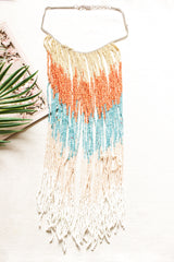 Multi-Color Earthy Shades Beads Hand Braided Long Multi-Layer Choker Necklace