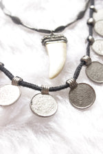 Load image into Gallery viewer, Vintage Stamped Metal Coins 2 Layer Long Necklace

