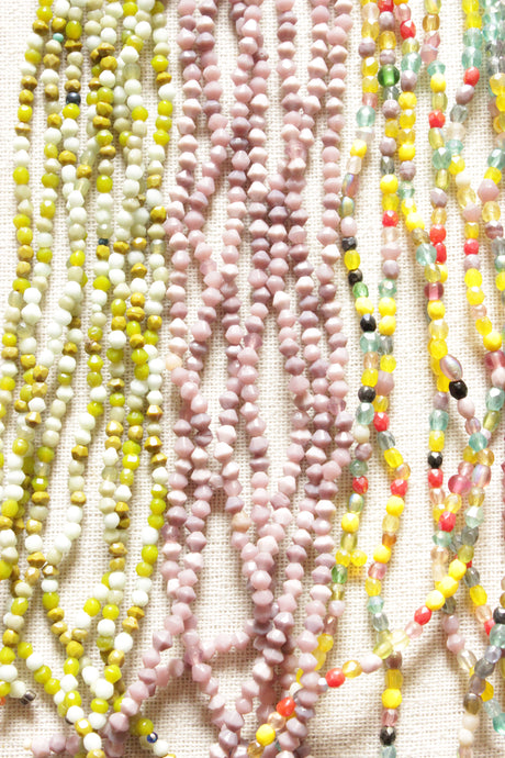Multi-Color Glass and Acrylic Beads Hand Braided Long Multi-Layer Choker Necklace