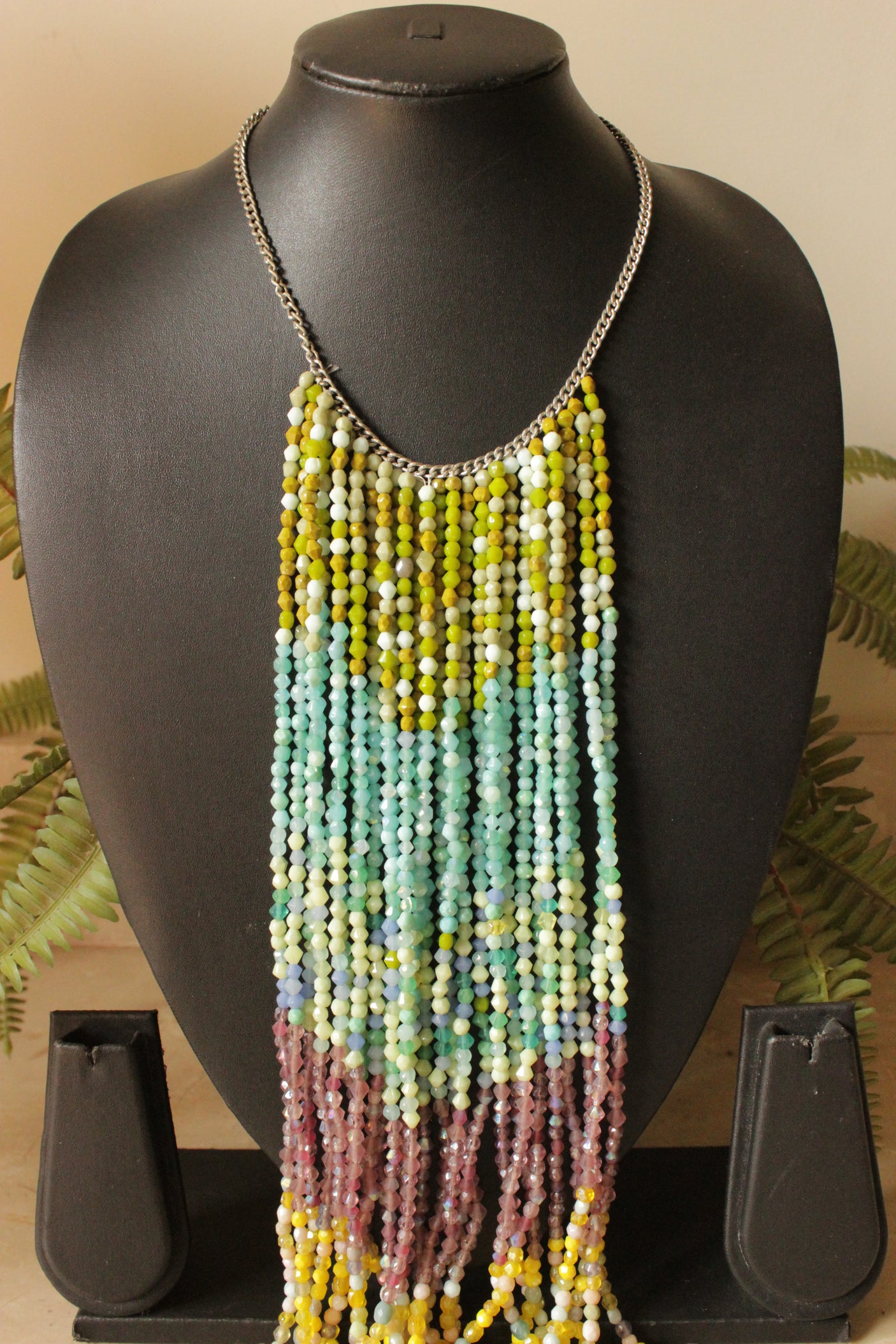 Multi-Color Beads Hand Braided Long Multi-Layer Choker Necklace