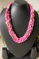 Shades of Pink Mesh Braided Beads Handmade Necklace