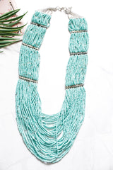 Multi-Layer Blue Hand Braided Beads Necklace