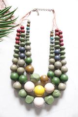 Multi-Color Earthy Tones Wooden Beads 3-Layer Necklace