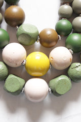 Multi-Color Earthy Tones Wooden Beads 3-Layer Necklace
