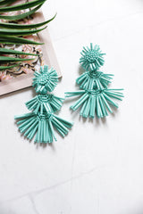 Turquoise Sun Shape 3 Layer Dangler Earrings