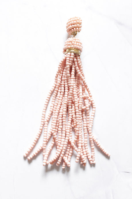Peach Acrylic Beads Strings Dangler Earrings