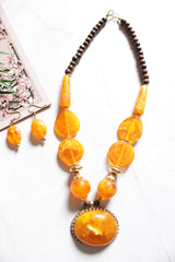 Yellow Shaded Acrylic Beads Handmade Necklace Set