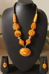 Yellow Shaded Acrylic Beads Handmade Necklace Set