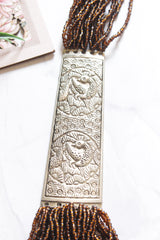 Bronze Multi-Layer Hand Beaded Necklace with Metal Accents