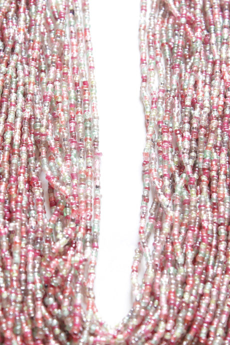 Muted Green and Pink Multi Layer Handmade Beaded Necklace