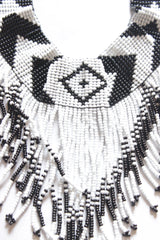 Monochrome Hand Braided Beads Collar Necklace