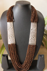 Bronze Multi-Layer Hand Beaded Necklace with Metal Accents