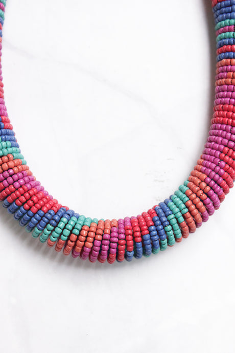 Multi-Color Beads Handmade Braided Hasli Necklace