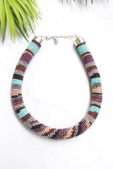 Muted Multi-Color Beads Handmade Braided Hasli Necklace