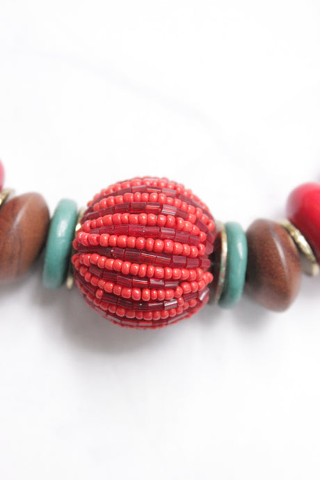 Hand Painted Wooden Beads Necklace