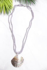 Sea Shell Pendant 2 Layer Purple Beads Necklace