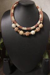 Off-White and Peach Handmade 2 Layer Necklace