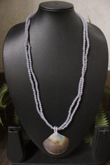 Sea Shell Pendant 2 Layer Purple Beads Necklace