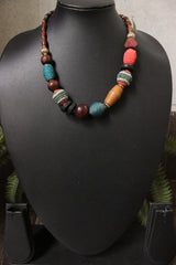 Abstract Shape Wooden Beads Hand Beaded  Necklace