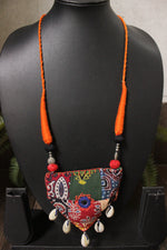 Load image into Gallery viewer, Patch Work Cross-Stitch Hand Embroidered Fabric Necklace with Adjustable Length
