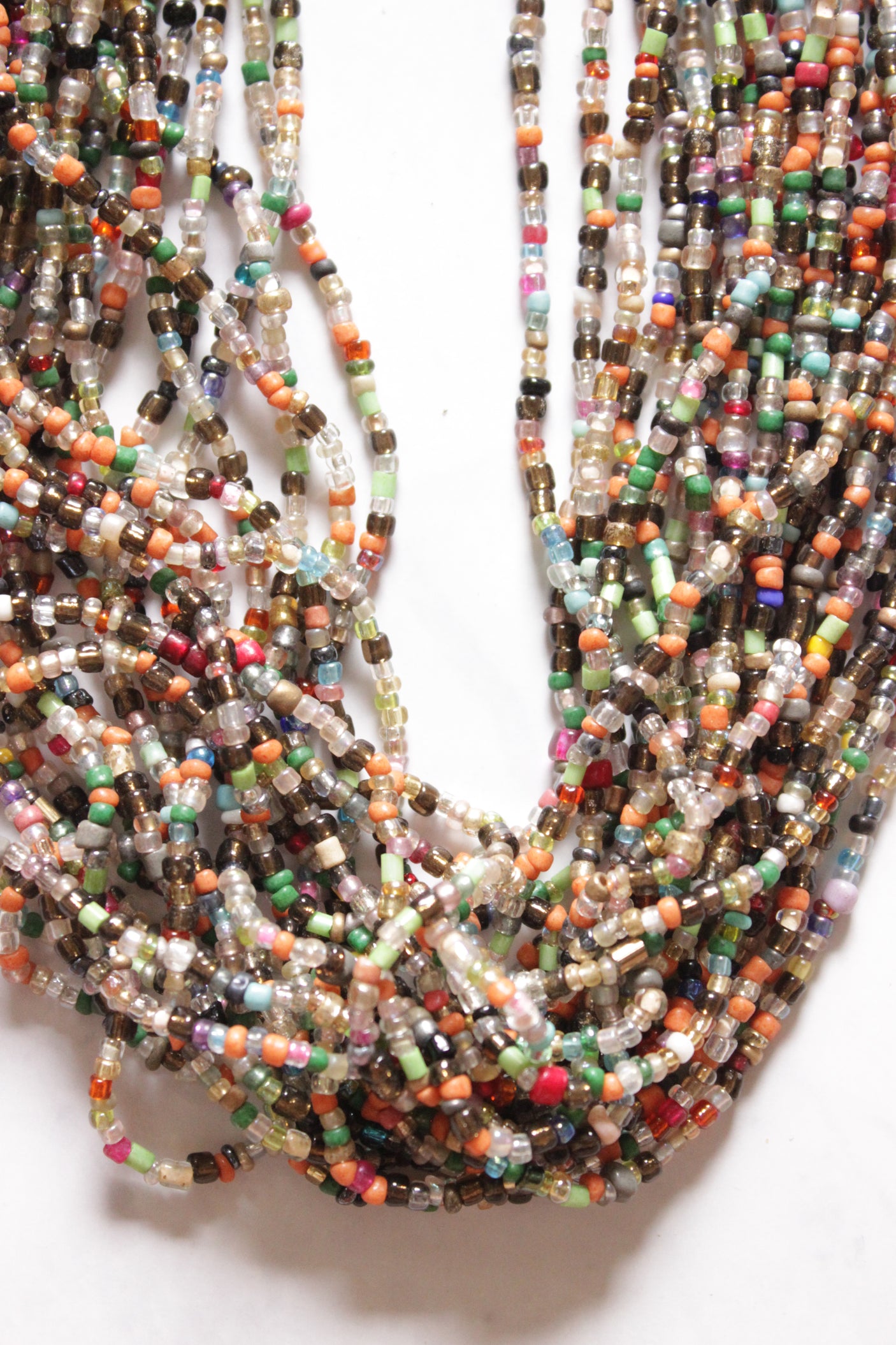 Multi-Color Multi-Layer Hand Braided Necklace with Button Closure