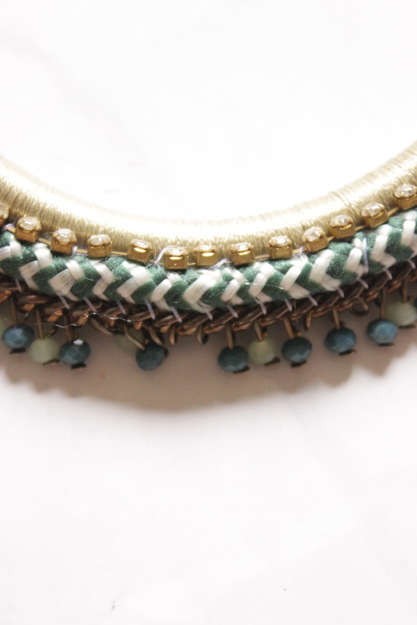 Braided Fabric Threads and Beads Handmade Necklace