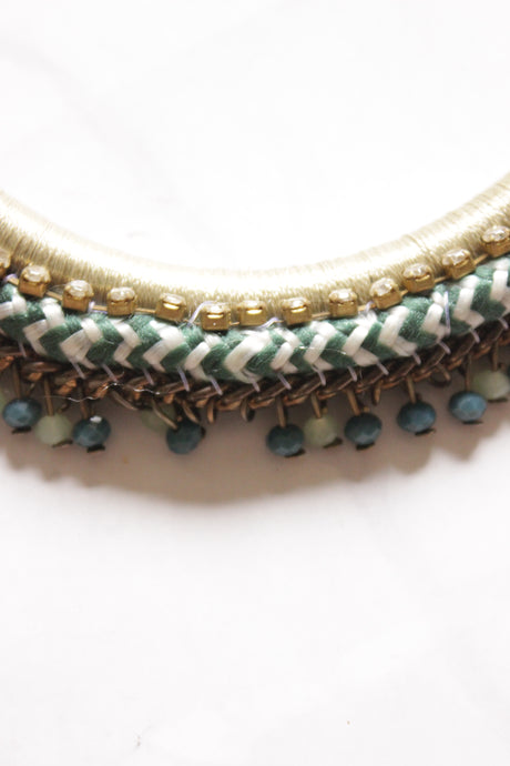 Braided Fabric Threads and Beads Handmade Necklace