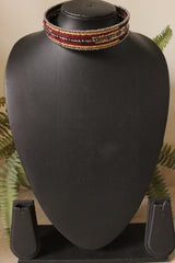 Muted Multi-Color Braided Beads Handmade Choker Necklace