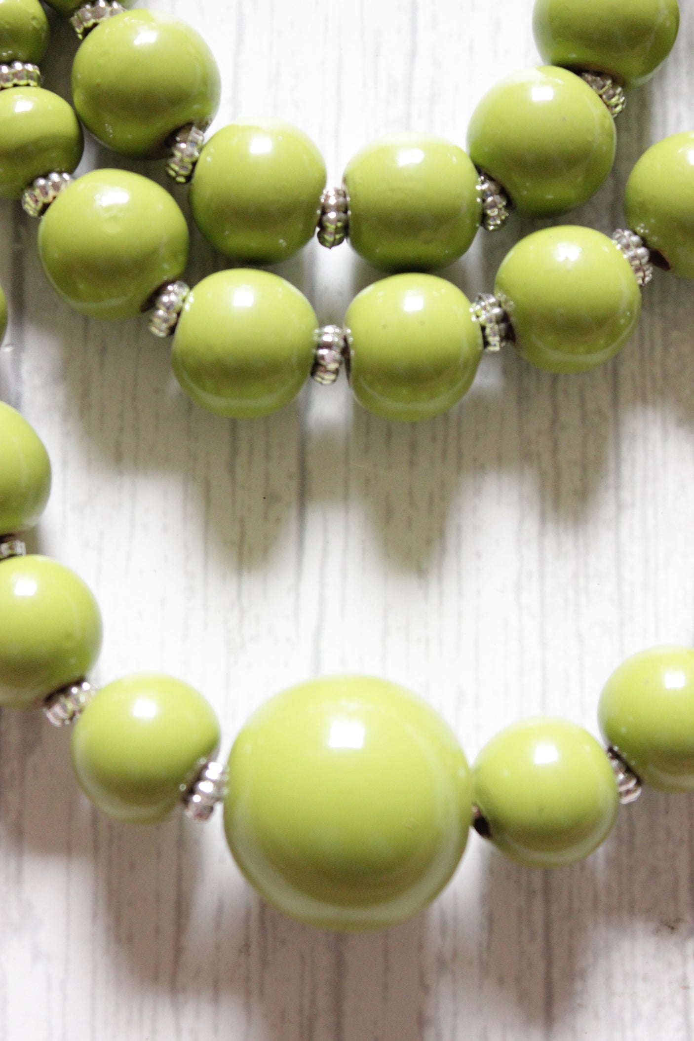 Lime Green Circular Acrylic Beads 3 Layer Necklace